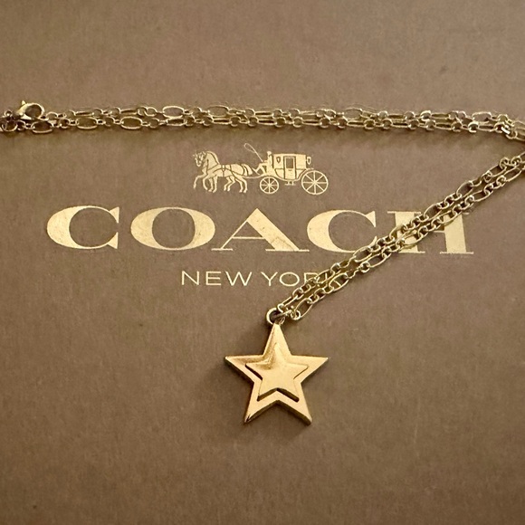Coach Gold Reversible Layered Star Pendant 18k/.925 Necklace - Picture 8 of 16